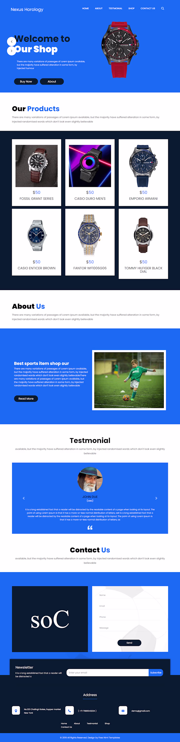 Online Shop website for watch 