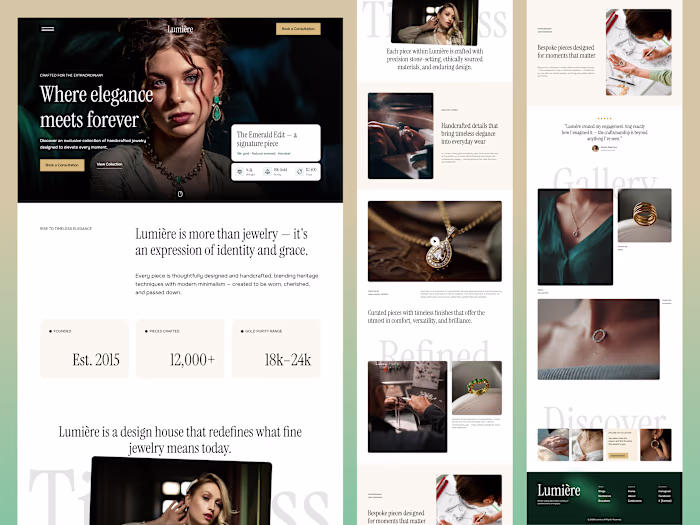 Lumière, Luxury Jewellery Landing Page Design