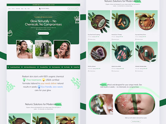 PureGlow Holistics: Organic Beauty Clinic Website Design