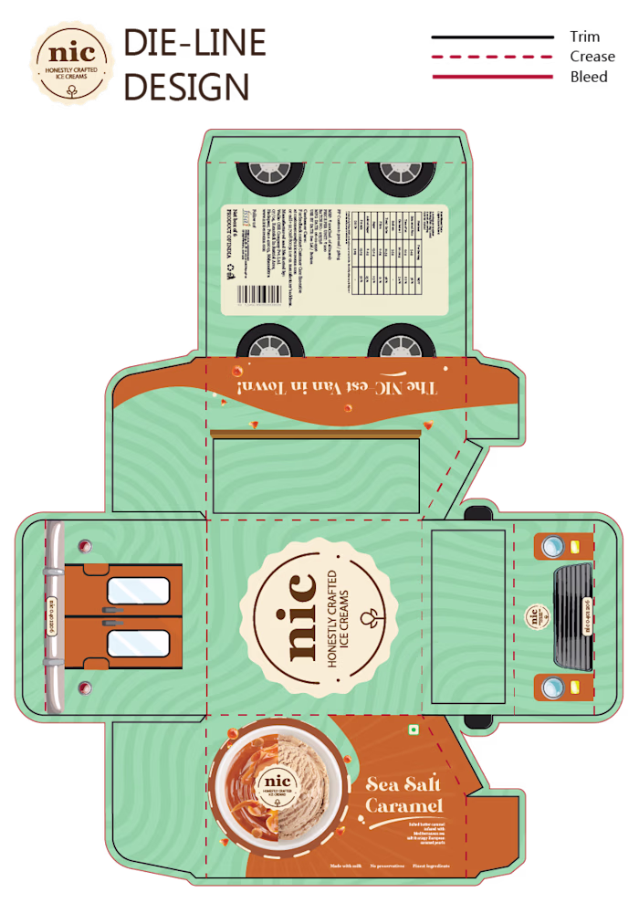 package design for NIC icecreams