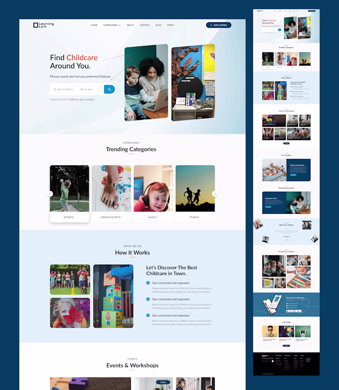Childcare Landing Page Design