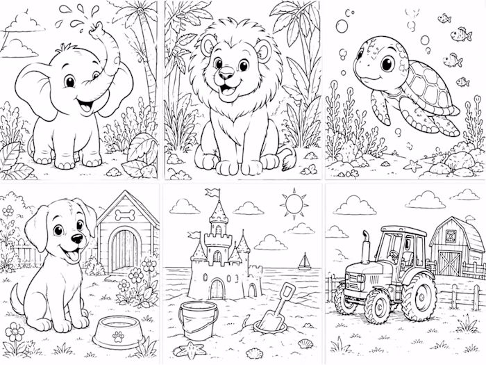 Children's Coloring Book Illustration Collection
This