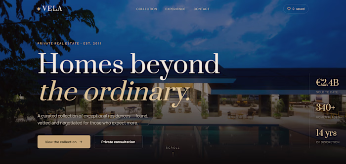 Vela — a premium real