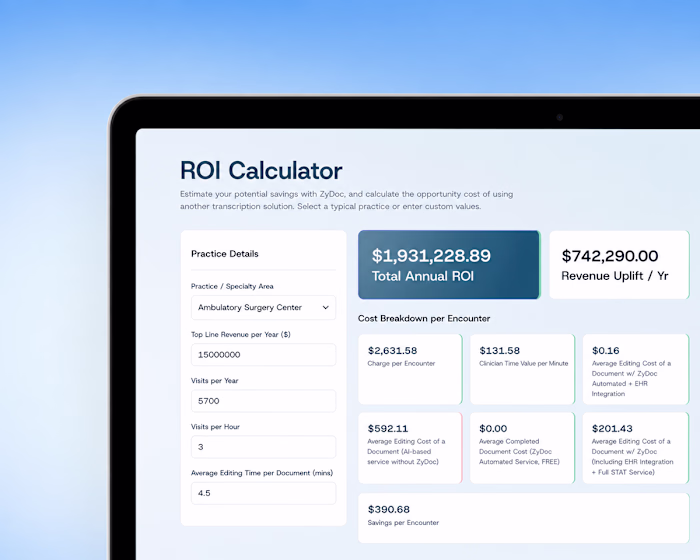 ZyDoc — Custom ROI Calculator & Webflow Rebuild