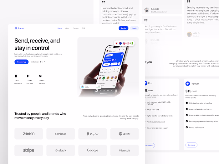 Lumo - Fintech app landing page