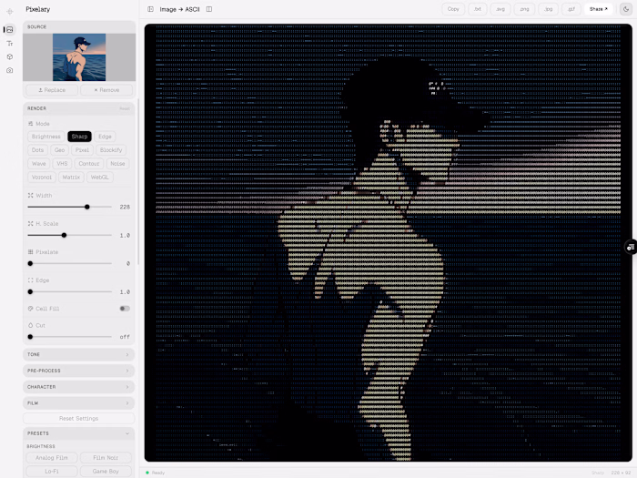 Pixelary A Real-Time ASCII Art Studio Built from Scratch