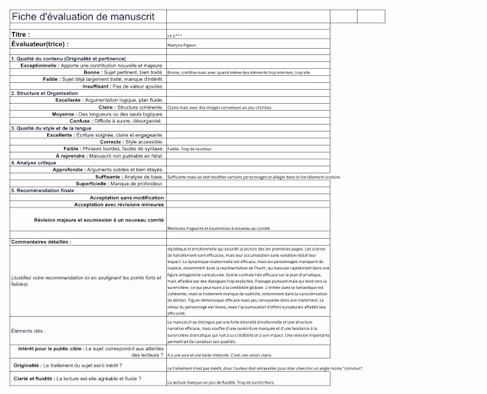 Manuscript Evaluation & Editorial Reading