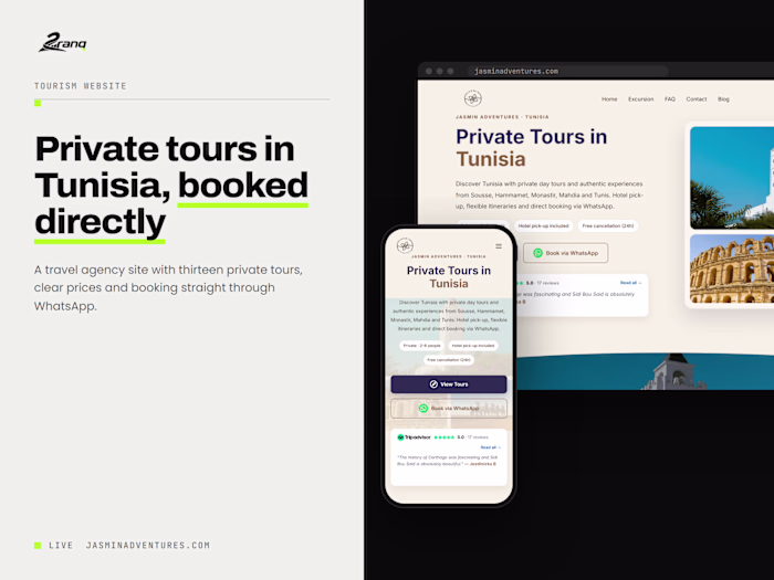 Tour Agency Website for Private Tours in Tunisia