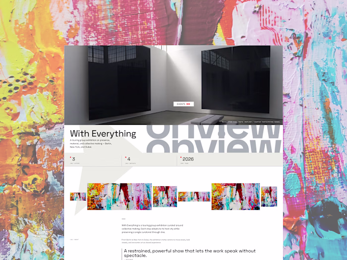 Design direction for an art exhibition website template.