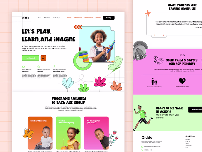 Qiddo kindegarten landing page