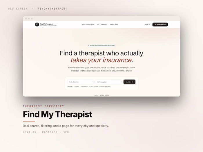 Findmytherapist, a therapist directory built for search and SEO