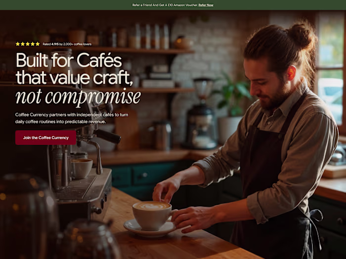Landing page design for Coffee