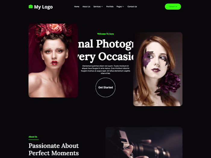 Stylish Website UI Design for Photography Services