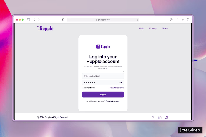 Sign in UI animation: Rupple Business