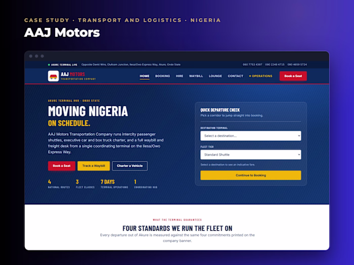 AAJ Motors: booking platform for a transport company