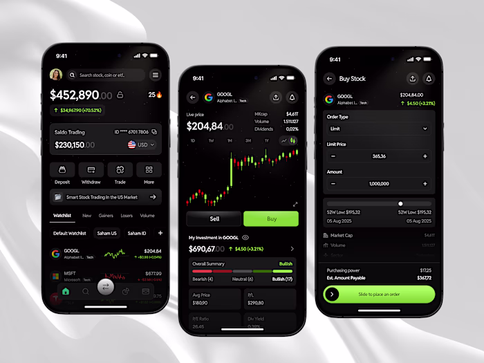 Modern Stock Trading Mobile App Design