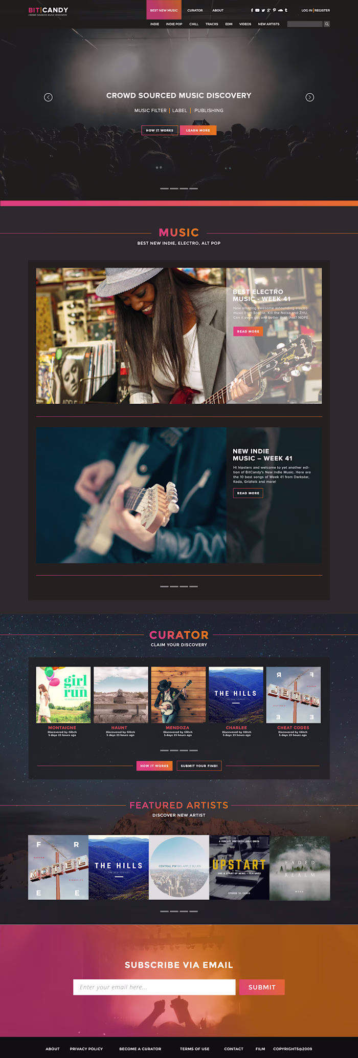Landing page mockup for BitCandy