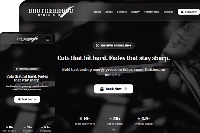 Brotherhood Barbershop | Modern Booking Website