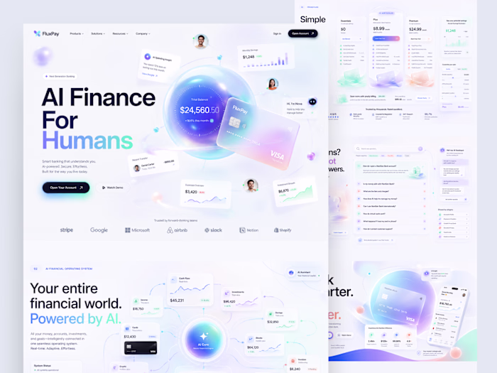Finance and Digital Banking Landing Page for FluxPay