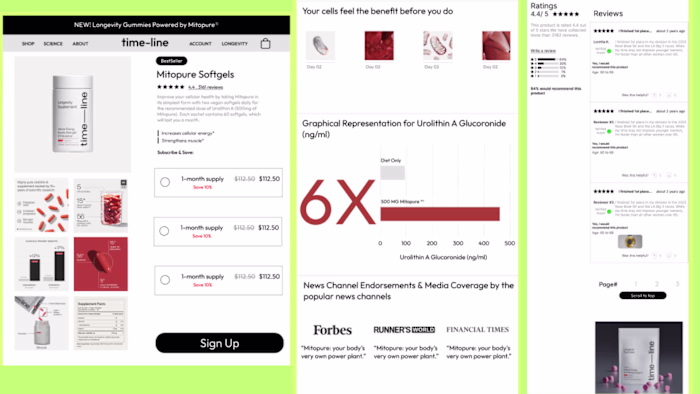 Mitopure Vegan Capsules Landing Page Desktop Web Design