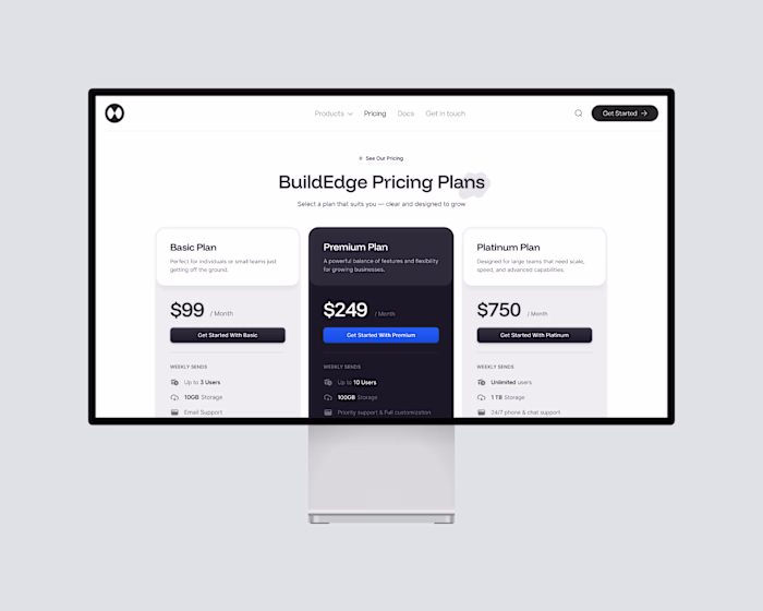 BuildEgde Pricing Section Design