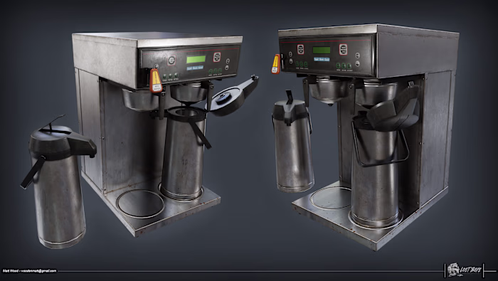 Realistic Game Props, Coffee Maker And Comic Stand