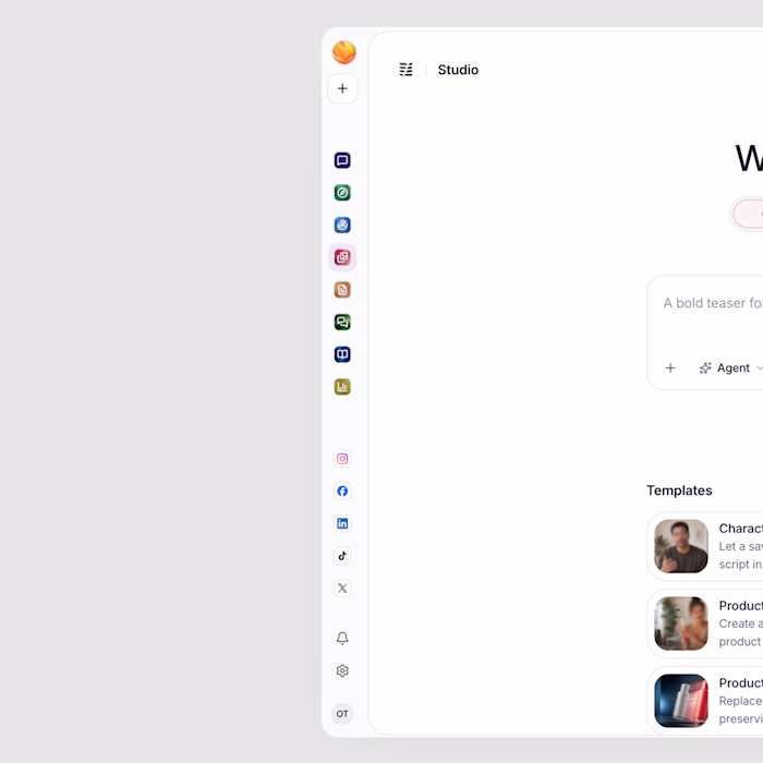 Upcoming marketing platform, sidebar design