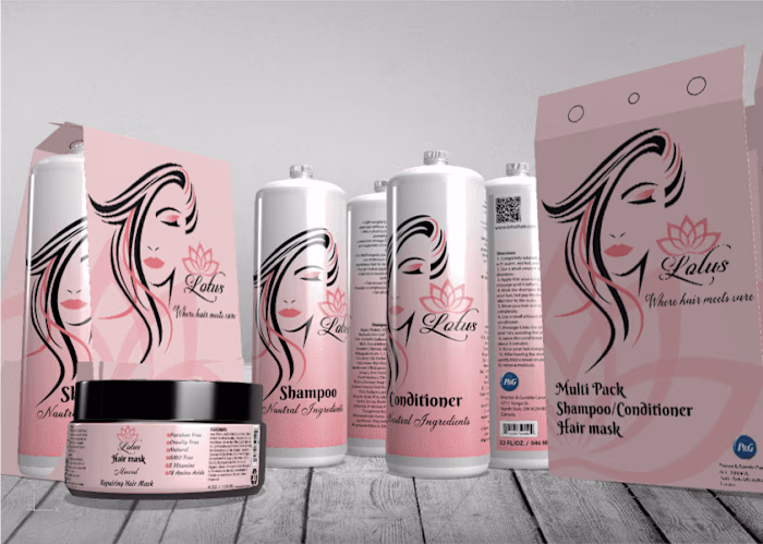 Lotus — Shampoo, Conditioner & Mask Labels and Brand Design
