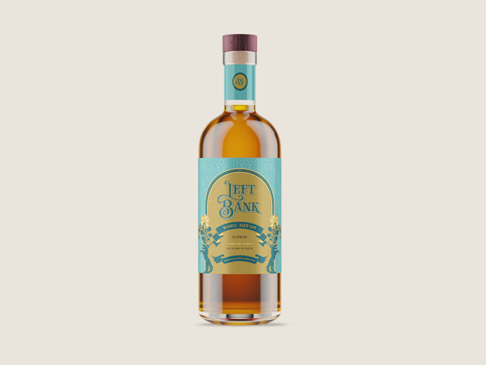 Left Bank Barrel Aged Gin Label Design
