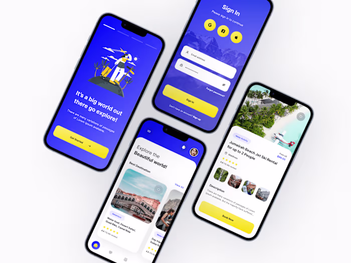 Travel app UI design