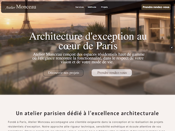 Atelier Monceau - site vitrine architectural