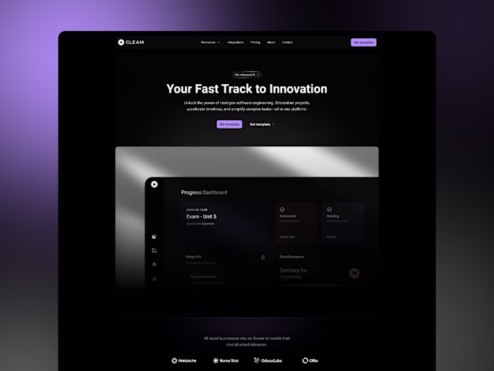 Gleam - Framer Website / Dark Mode