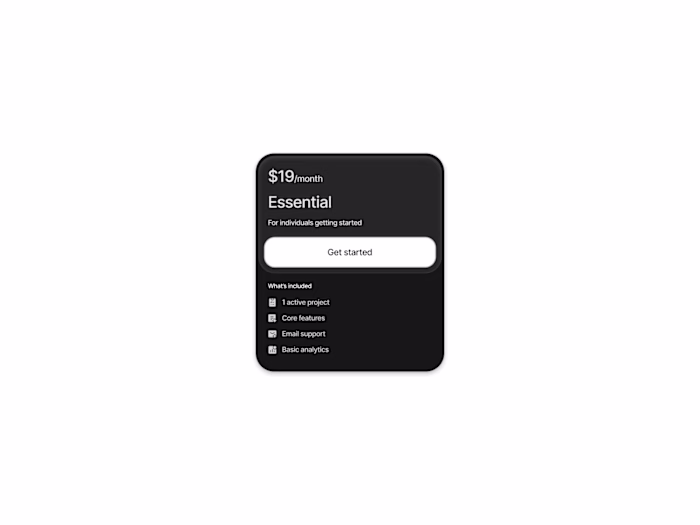 Pricing card