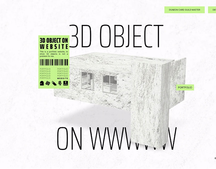 3D Object on Portfolio Website