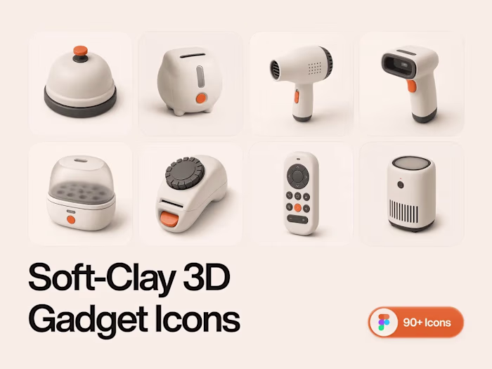Gizmo 3D Gadget Icon Pack: 134 Clay-Style Icons