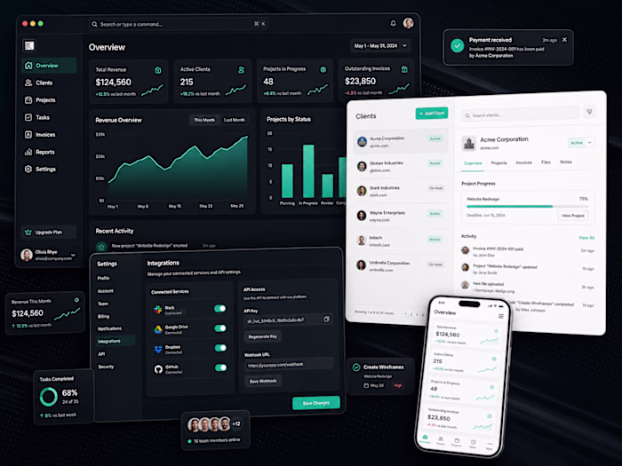 Modern SaaS CRM Dashboard | Full Stack Web App | UI UX Design