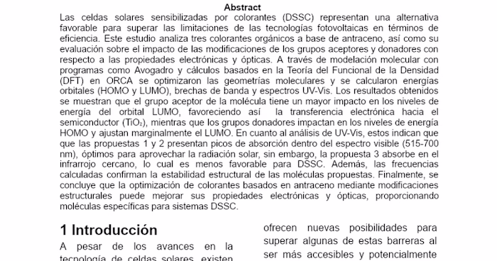 Molecular Analysis of Anthracene-Based Dyes for DSSC