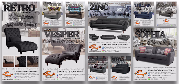 Pamphlet design for an online furniture store