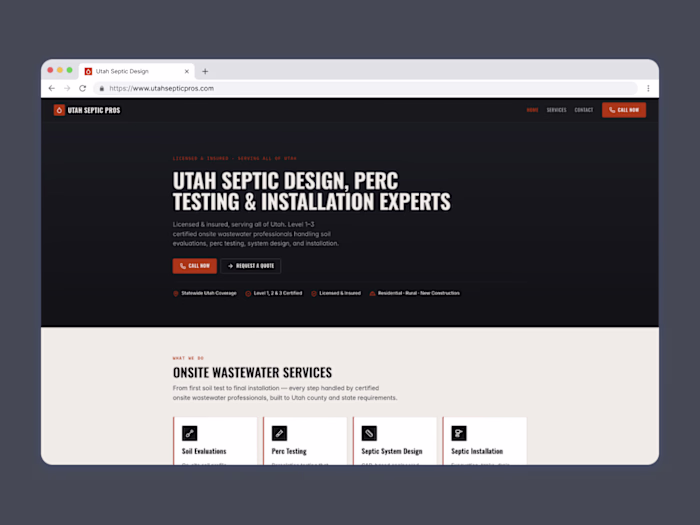 Utah Septic Pros Marketing Website