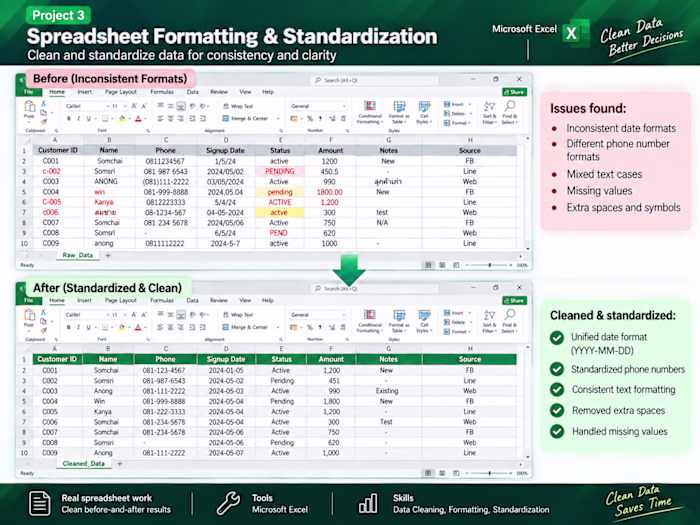Spreadsheet Formatting & Standardization —