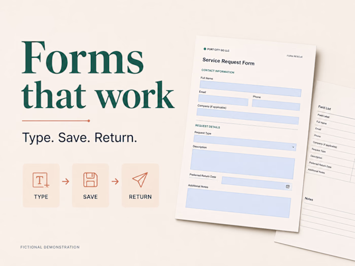 Fillable Business Form Rescue — Fictional Demonstration