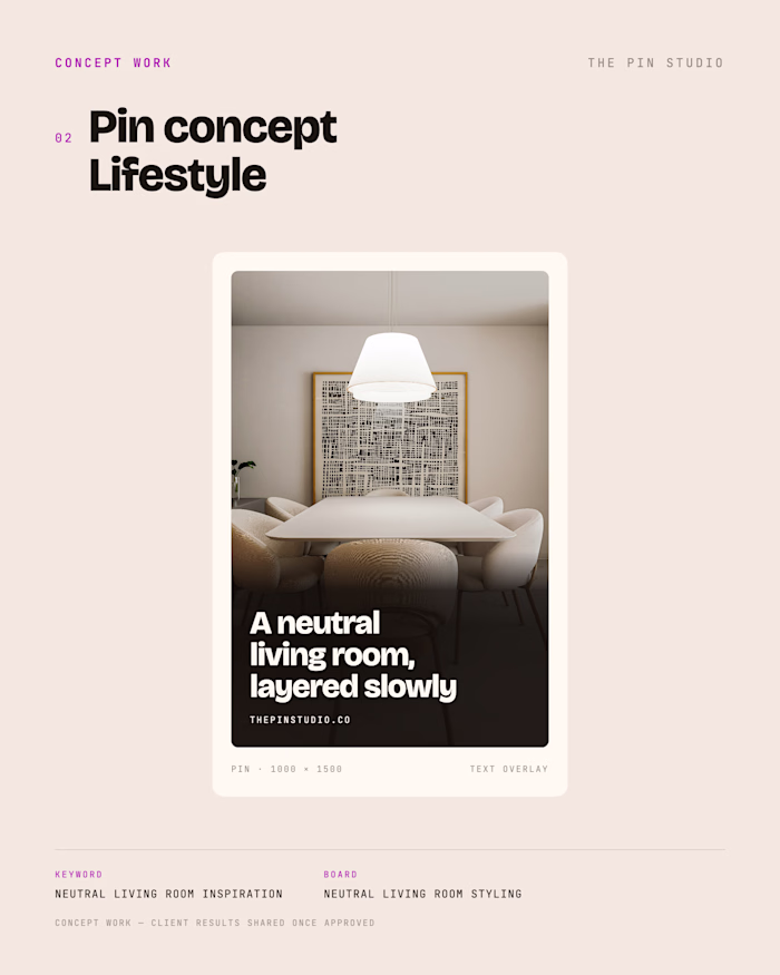 Lifestyle Pinterest pin — neutral living room inspiration