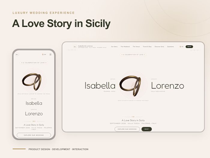 Skyler Wedding — Luxury Destination Website Concept