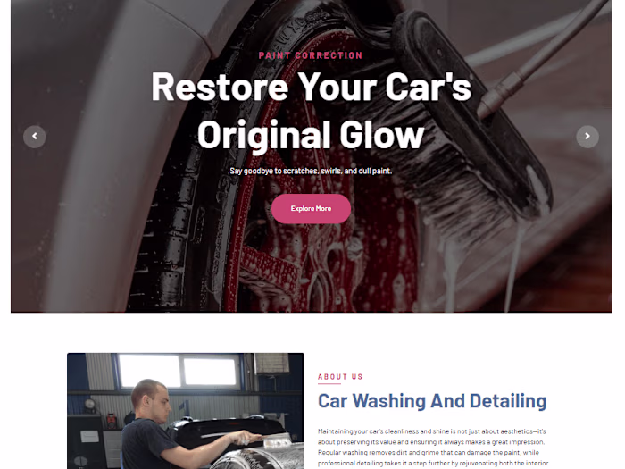 Single Pager Car Detailing Website