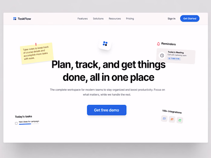 TaskFlow — SaaS Landing Page Design