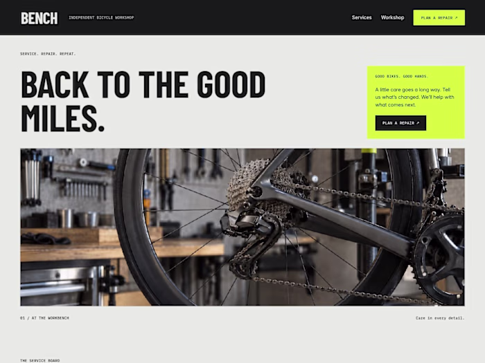 BENCH — a clearer first step for bicycle repairs