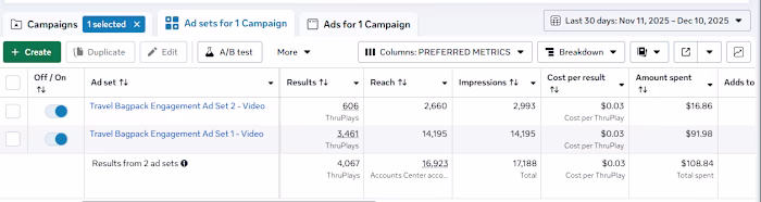 Facebook Ads Engagement Campaign - Video