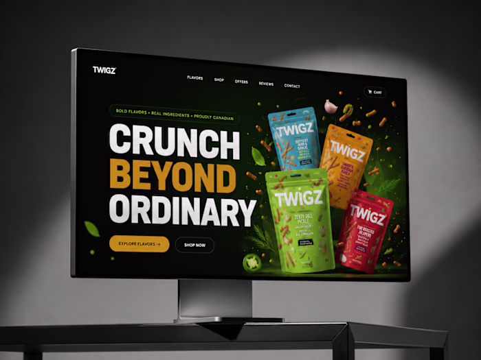 3D Snack Brand Website Redesign for Twigz