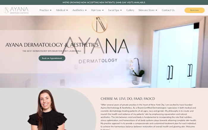 Ayana Dermatology & Aesthetics — dermatology clinic website
