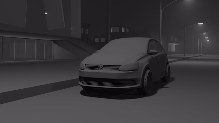 Volkswagen Polo in Stillness: 3D Rendering on Urban Streets
